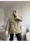 Kuşaklı Midi Trençkot - YEŞİL