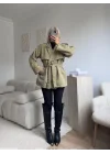 Kuşaklı Midi Trençkot - YEŞİL
