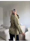 Kuşaklı Midi Trençkot - YEŞİL