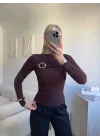 Luna Toka Detaylı Drapeli Bluz - KAHVE