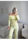 Madonna Yaka Crop & Pantolon Takım - SARI