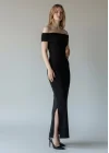 Madonna Yaka Long Elbise - SİYAH