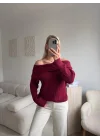 Madonna Yaka Şardonlu Kazak - BORDO