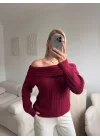 Madonna Yaka Şardonlu Kazak - BORDO