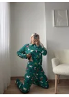 Noel Baskılı Pijama Takımı - YEŞİL