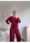 Omuz Detaylı Günlük Takım - BORDO