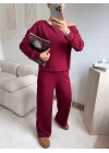 Omuz Detaylı Günlük Takım - BORDO