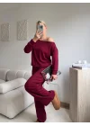 Omuz Detaylı Günlük Takım - BORDO