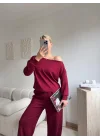 Omuz Detaylı Günlük Takım - BORDO
