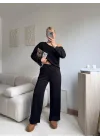 Omuz Detaylı Günlük Takım - SİYAH