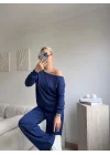 Omuz Detaylı Günlük Takım - MAVİ