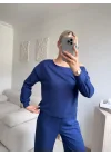 Omuz Detaylı Günlük Takım - MAVİ