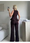 Premium Volanlı Pantolon Takım - KAHVE