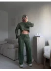 Salaş Crop & Pantolon Takım - YEŞİL