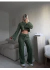 Salaş Crop & Pantolon Takım - YEŞİL