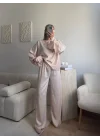 Saten Oversize İkili Takım - BEJ