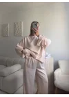 Saten Oversize İkili Takım - BEJ