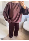 Saten Oversize İkili Takım - KAHVE