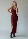 Sırt Çapraz Degaje Askılı Elbise - BORDO