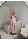 Smock Sırt Detaylı Çiçekli Elbise - AÇIK PUDRA