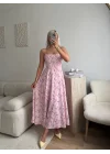 Smock Sırt Detaylı Çiçekli Elbise - PEMBE