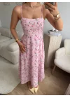 Smock Sırt Detaylı Çiçekli Elbise - PEMBE