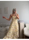 Smock Sırt Detaylı Çiçekli Elbise - SARI