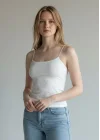 Taşlı İp Askılı Crop - BEYAZ