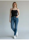 Taşlı İp Askılı Crop - SİYAH