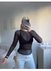 Tül Detaylı Uzun Kollu Bluz