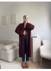 Uzun Salaş Triko Hırka - BORDO