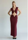 V Yaka Pencere Detay Elbise - BORDO
