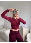 Yan Lastik Crop - BORDO