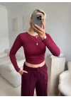 Yan Lastik Crop - BORDO