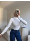 Yüksek Yaka Basic Bodysuit - BEYAZ