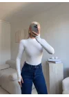 Yüksek Yaka Basic Bodysuit - BEYAZ