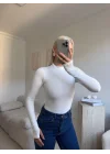 Yüksek Yaka Basic Bodysuit - BEYAZ