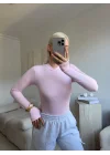 Yüksek Yaka Basic Bodysuit - PEMBE