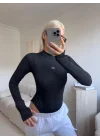 Yüksek Yaka Basic Bodysuit - SİYAH
