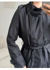 ZR Yaka Detay Trençkot - SİYAH