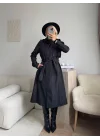 ZR Yaka Detay Trençkot - SİYAH