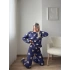 Ayıcık Baskı Uzun Pijama Takımı - MAVİ