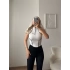 Fermuar Yaka Arma Detay Crop - BEYAZ