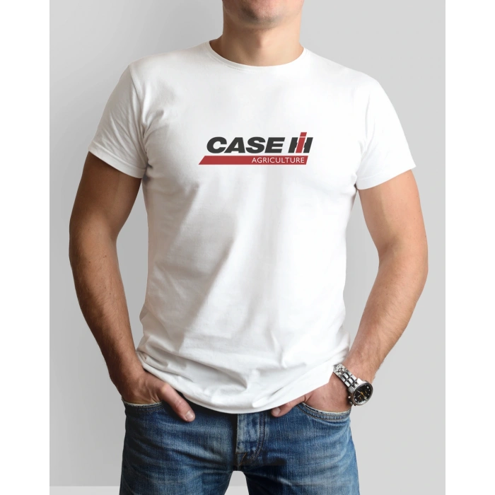 Case Traktör Baskılı Sıfır Yaka Tişört -TM2005