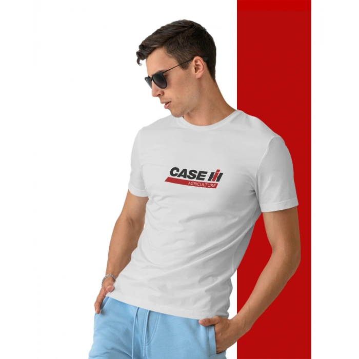 Case Traktör Baskılı Sıfır Yaka Tişört -TM2005