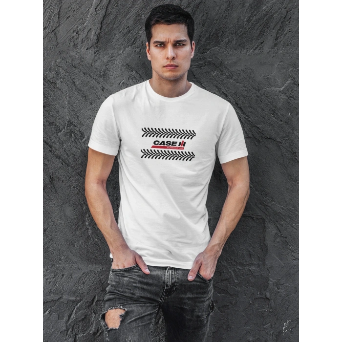 Case Traktör Baskılı Sıfır Yaka Tişört -TM2042