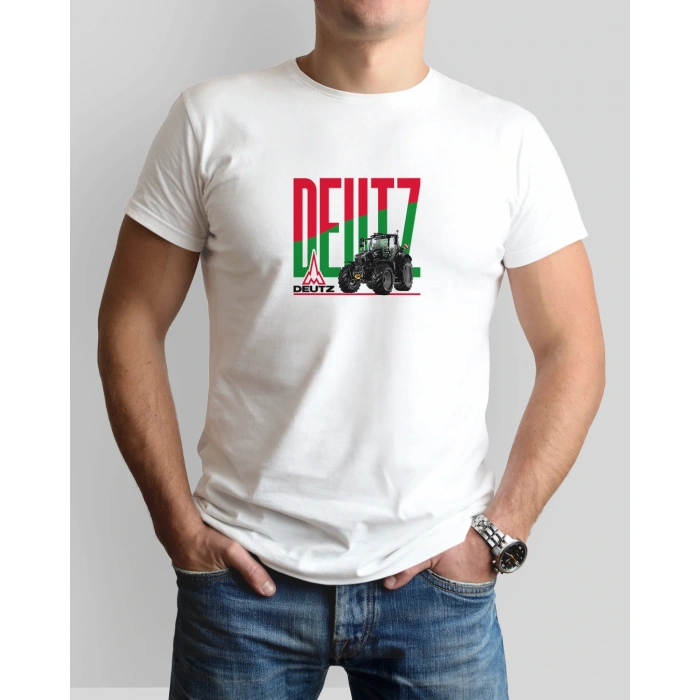 Deutz Traktör Baskılı Sıfır Yaka Tişört -TM2056