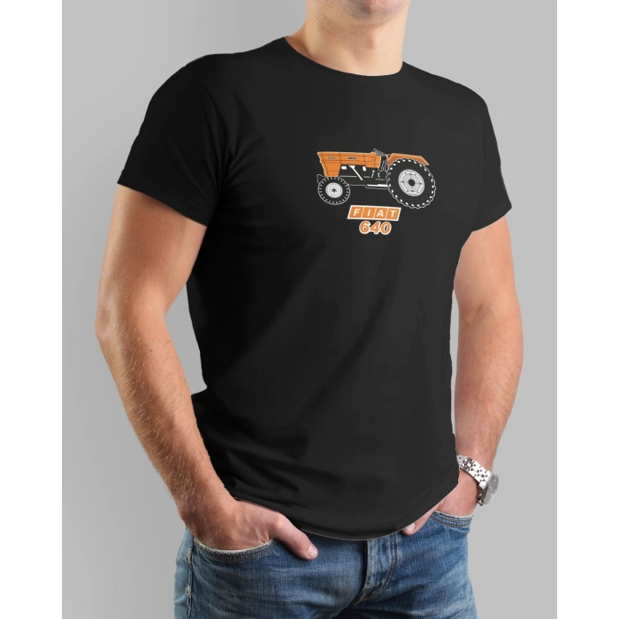 Fiat 640 Traktör Baskılı Sıfır Yaka Tişört -TM2013