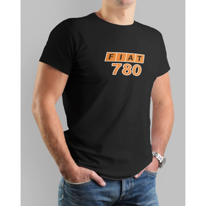 Fiat 780 Traktör Baskılı Sıfır Yaka Tişört -TM2022