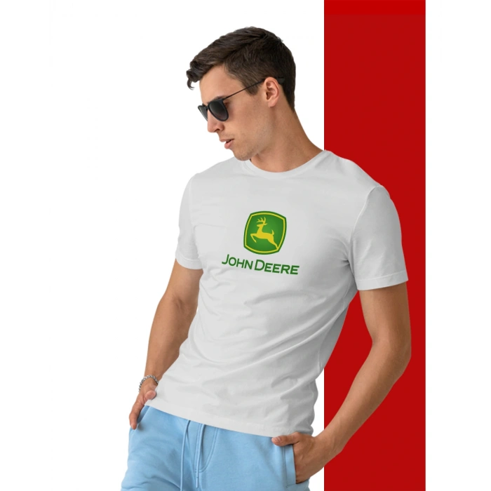 John Deere Traktör Baskılı Sıfır Yaka Tişört -TM2002